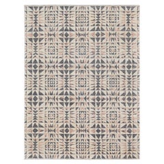 Symmetrical Diamond and Arrow Beige, Peach & Gray Wool Rug 8'11''x12'