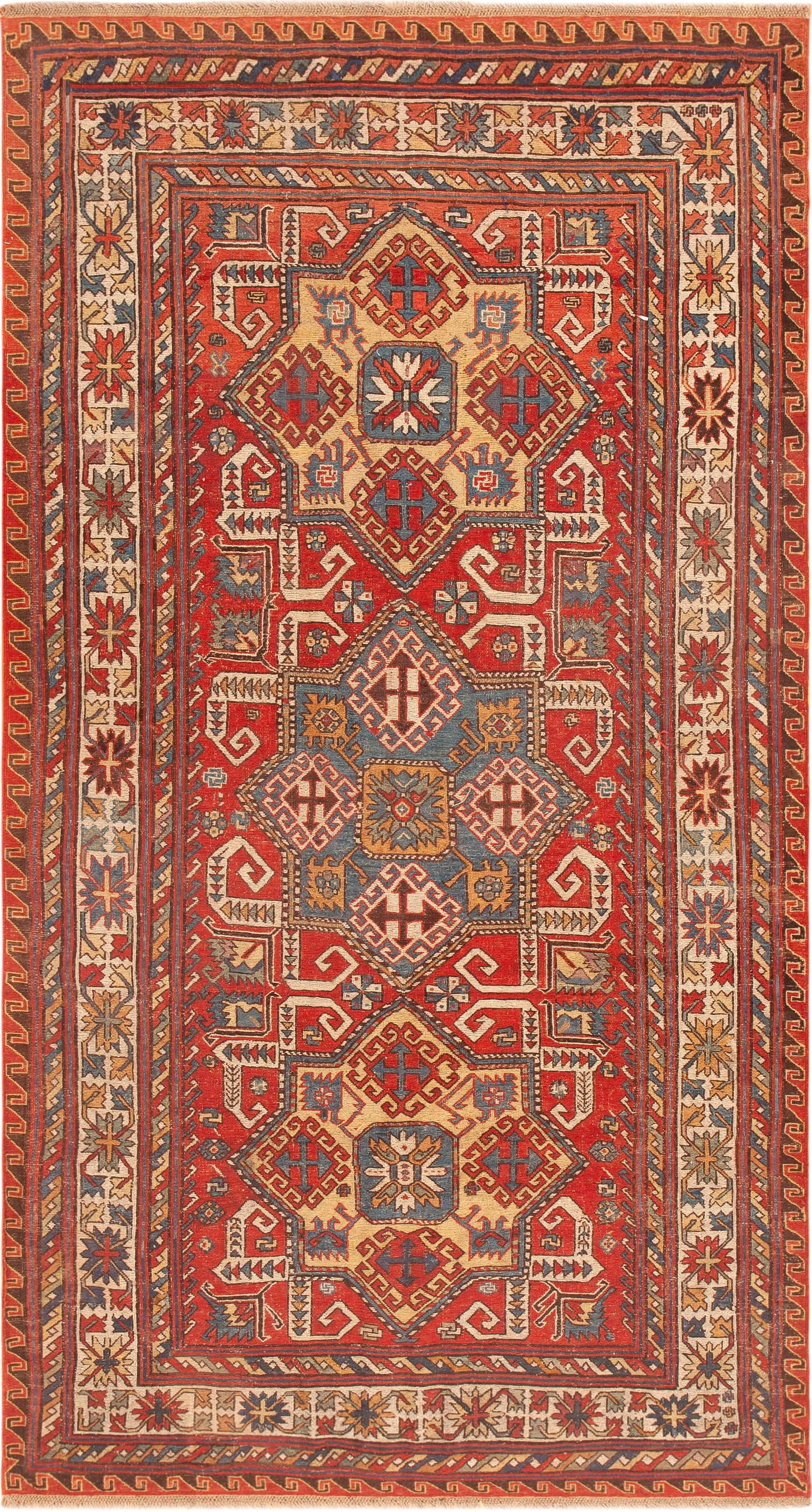 Sumak Nazmiyal Collection Stunning Antique Caucasian Tribal Soumak Kilim Rug 5' x 9' For Sale