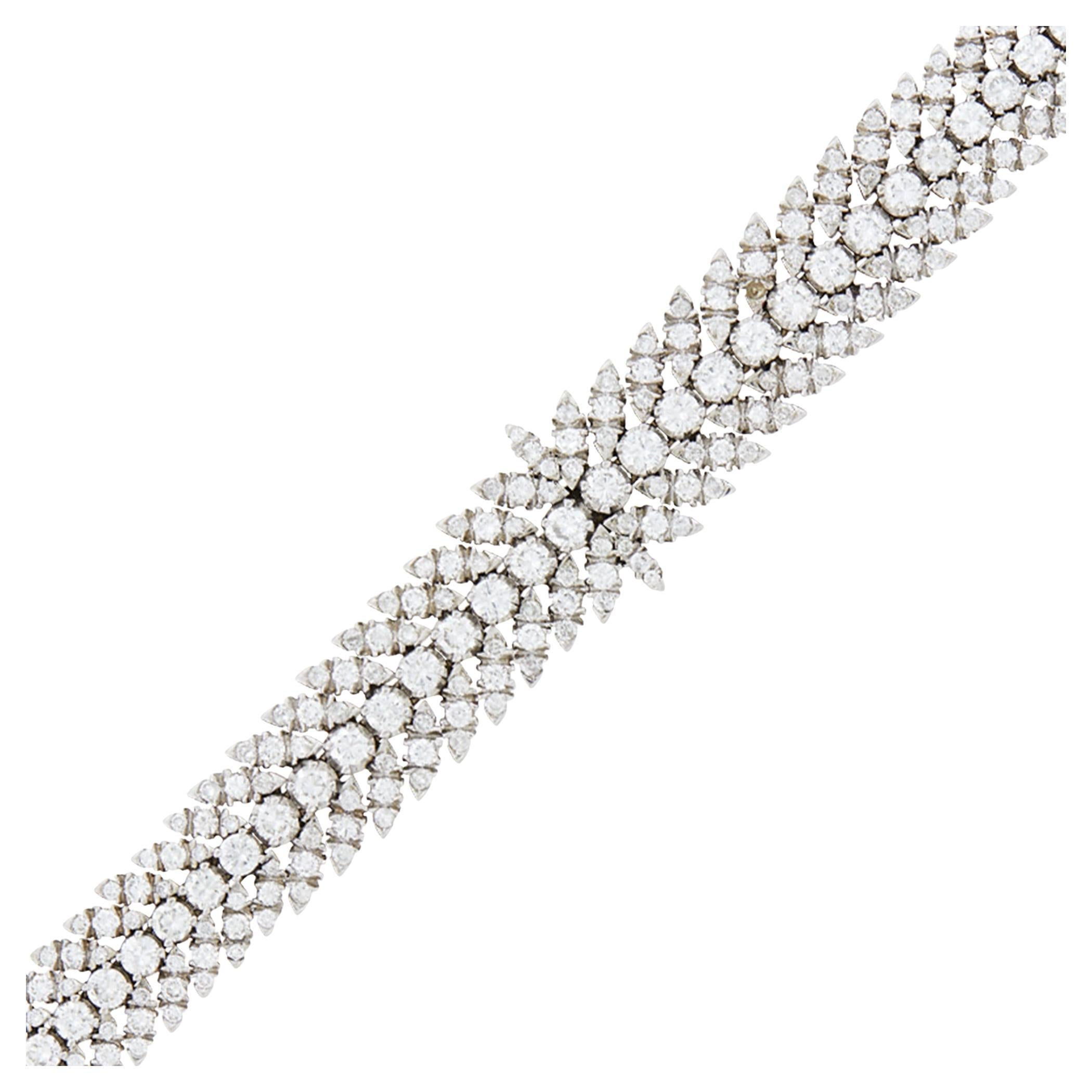 Symmetrical Multirow Diamond Cluster Bracelet