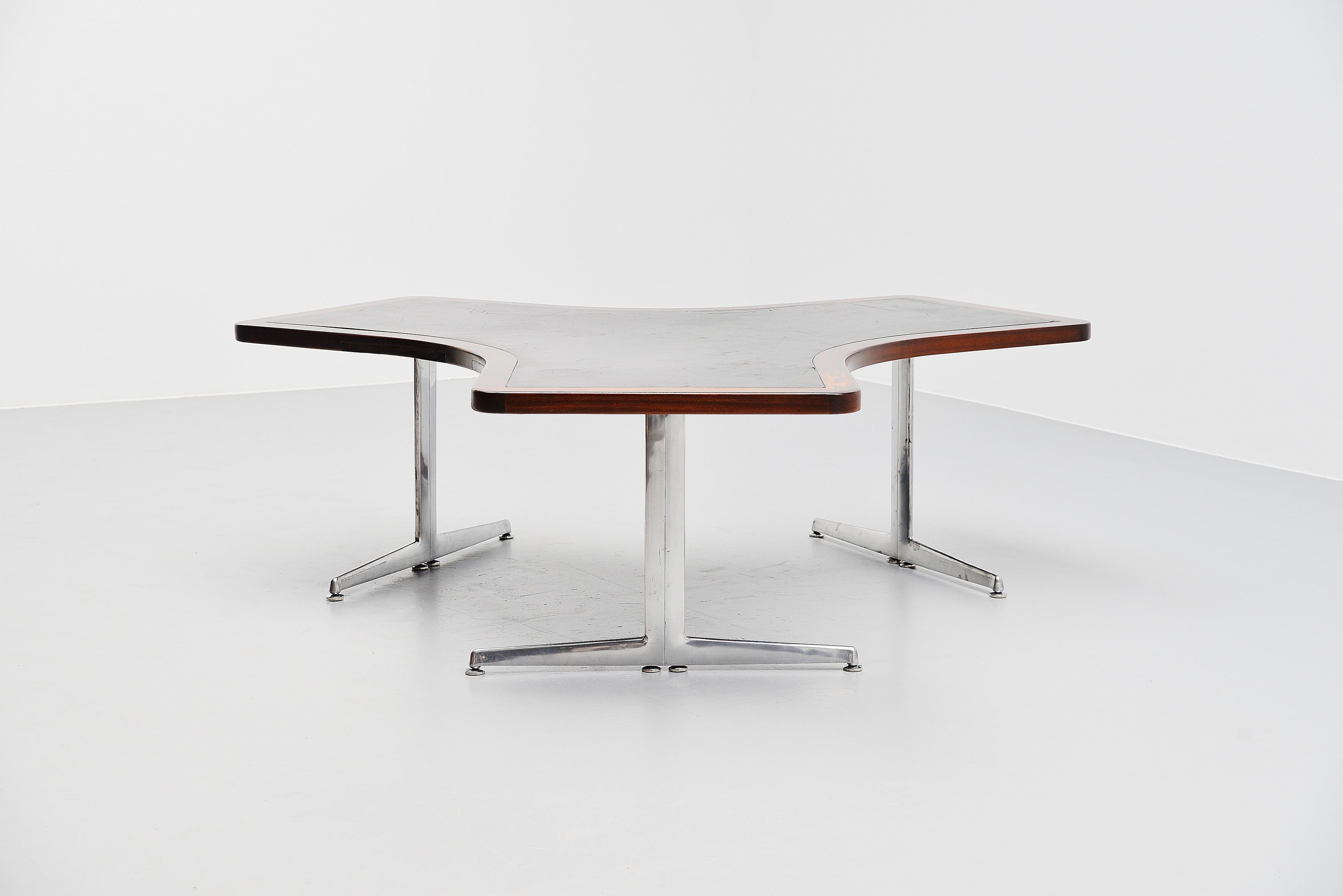 Scandinavian Modern Symmetrical Rosewood Conference Desk Table, Denmark, 1965