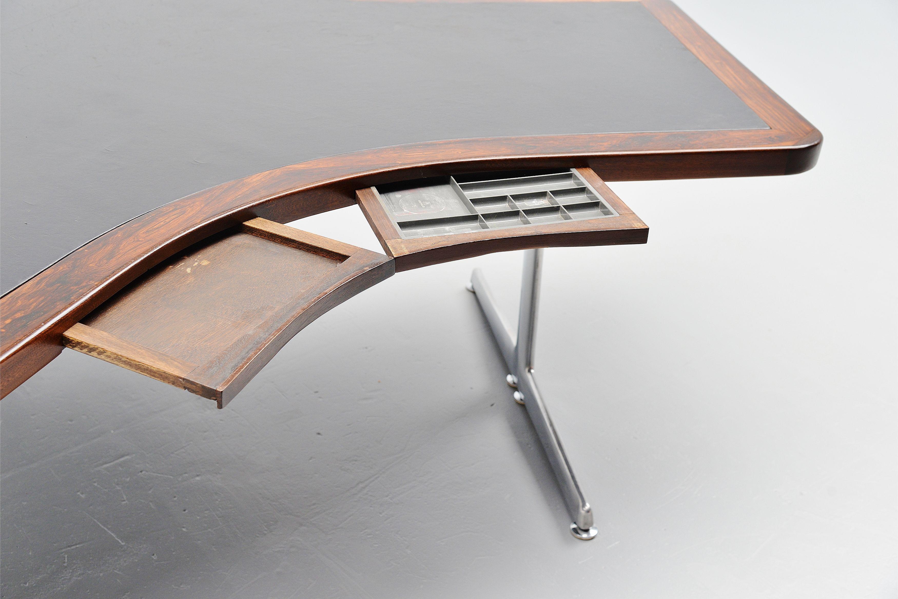 Mid-20th Century Symmetrical Rosewood Conference Desk Table, Denmark, 1965