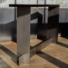 Juncture Console Steel Plates Interlocked in balance with Oak Hardwood Joinery