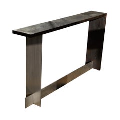 Vintage Juncture Console Steel Plates Interlocked in balance with Oak Hardwood Joinery