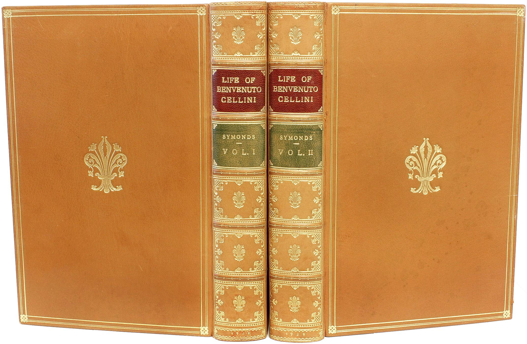 AUTEUR : SYMONDS, John Addington - traducteur. 

TITRE : La vie de Benvenuto Cellini écrite par lui-même.

ÉDITEUR : NY : Brentano's, 1929.

DESCRIPTION : 2 volumes, 9-1/16