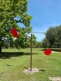 Large, Modern, Kinetic, Outdoor Balancing Steel Sculpture by David Edelman