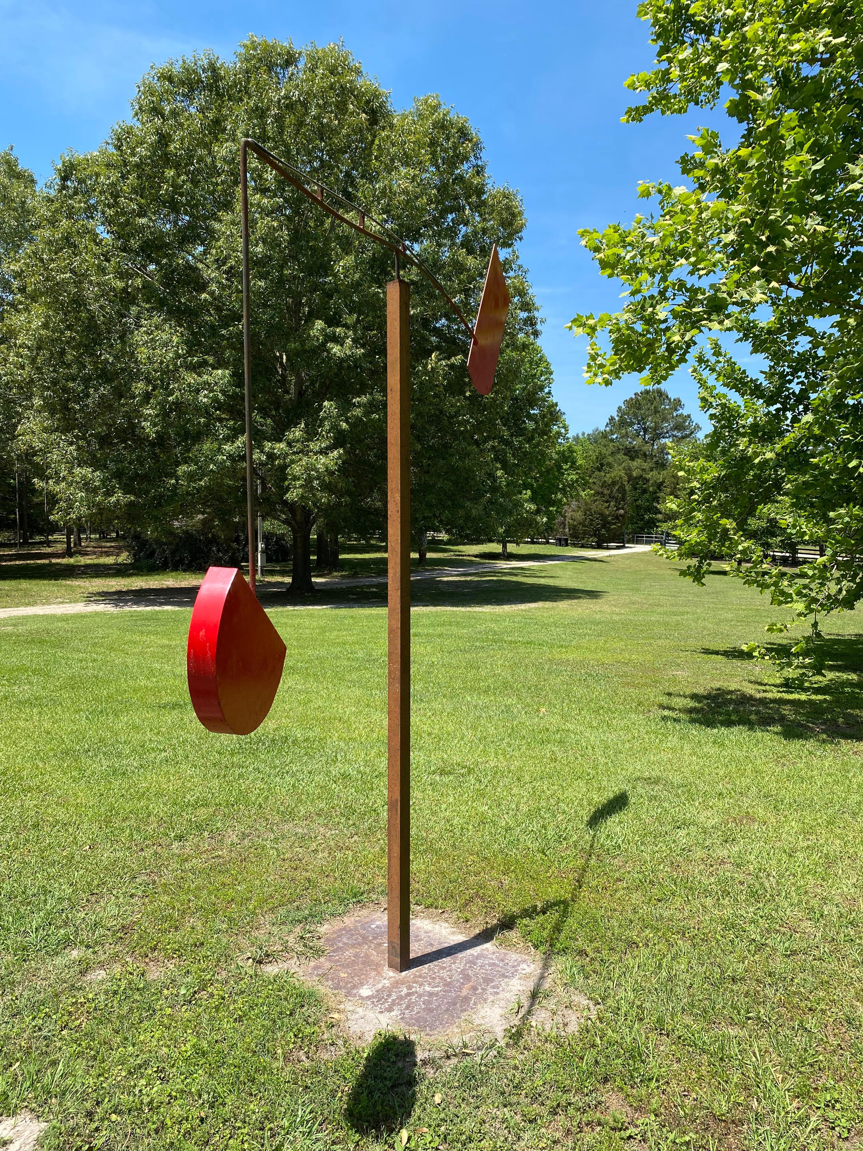 Enameled Large, Modern, Kinetic, Outdoor Balancing Steel Sculpture by David Edelman  For Sale