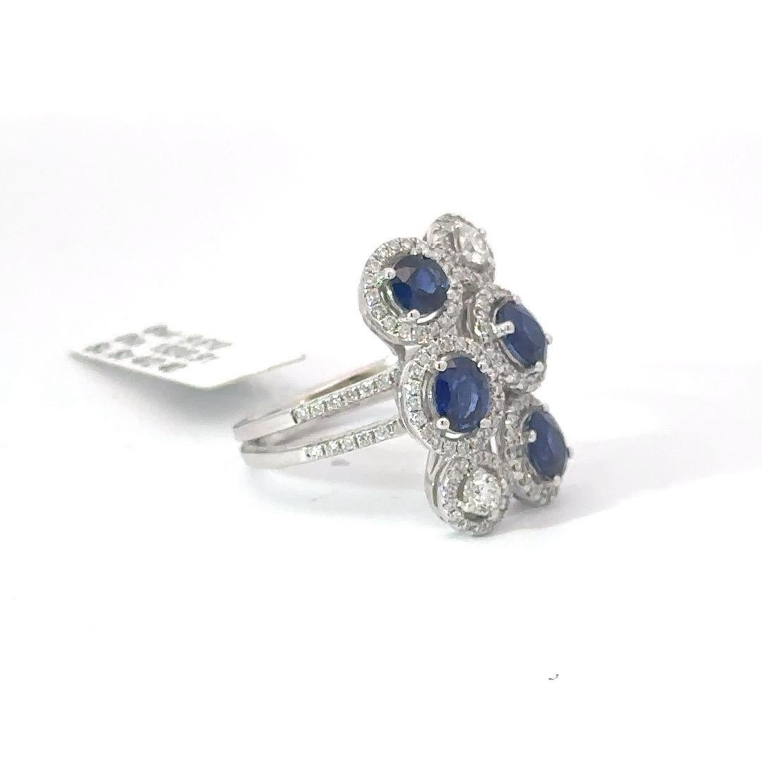 Round Cut Symphonic Azure: The Extended Sapphire Ring For Sale