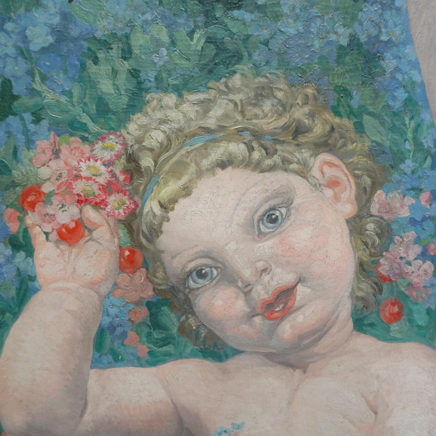 Une grande peinture Art déco de Valentine Lecomte « Symphonie d'Azur » 4