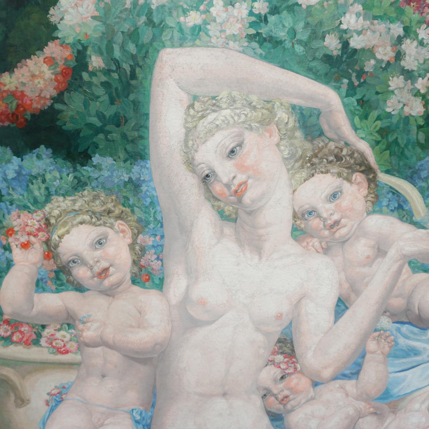 'Symphonie d'Azur' A large Art Deco Painting by Valentine Lecomte For Sale 4