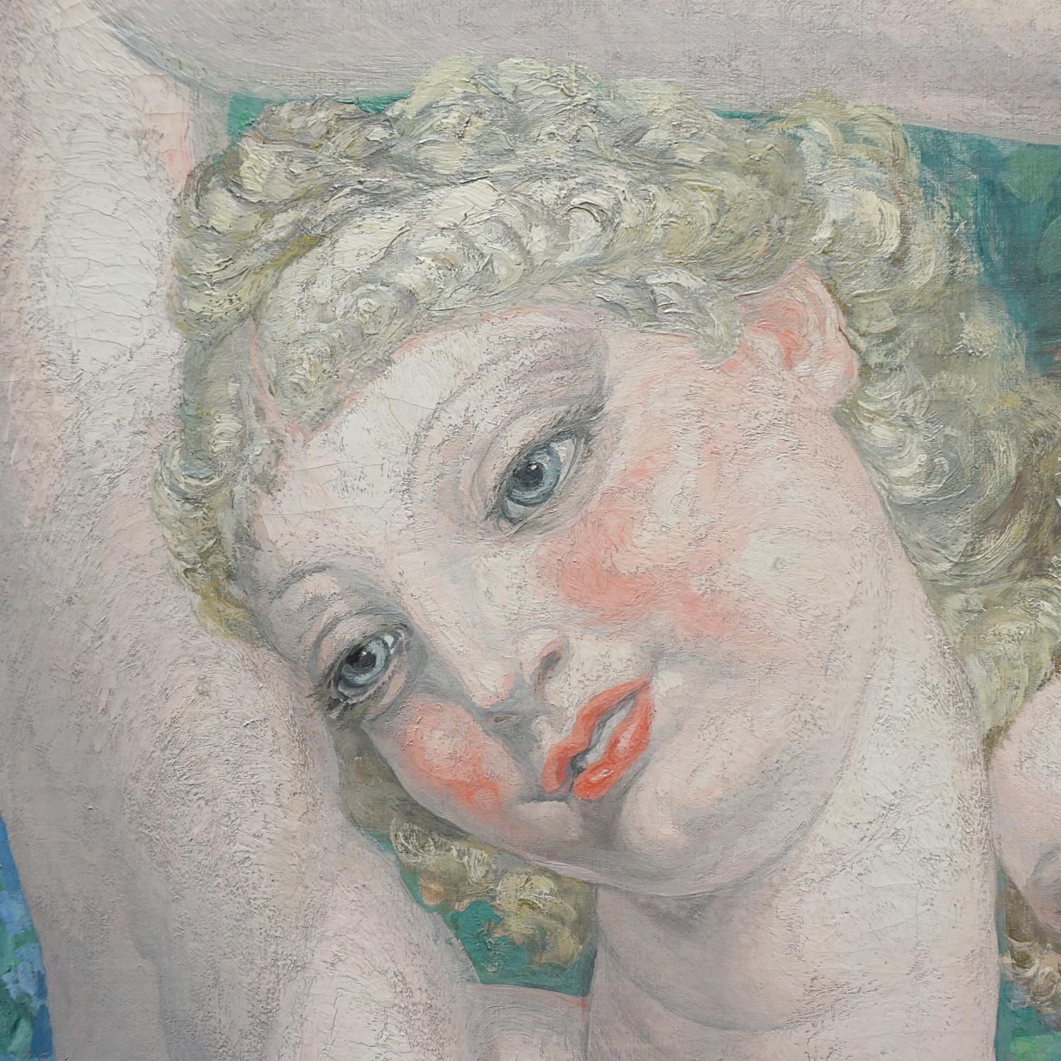 'Symphonie d'Azur' A large Art Deco Painting by Valentine Lecomte For Sale 8