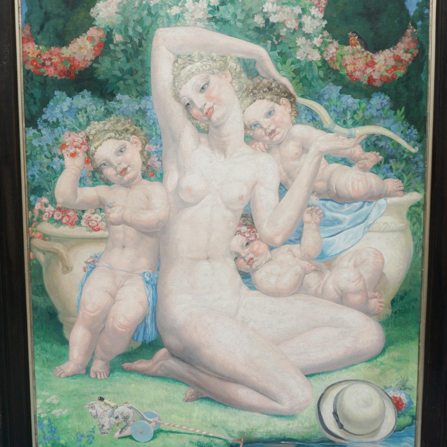 'Symphonie d'Azur' A large Art Deco Painting by Valentine Lecomte For Sale 9
