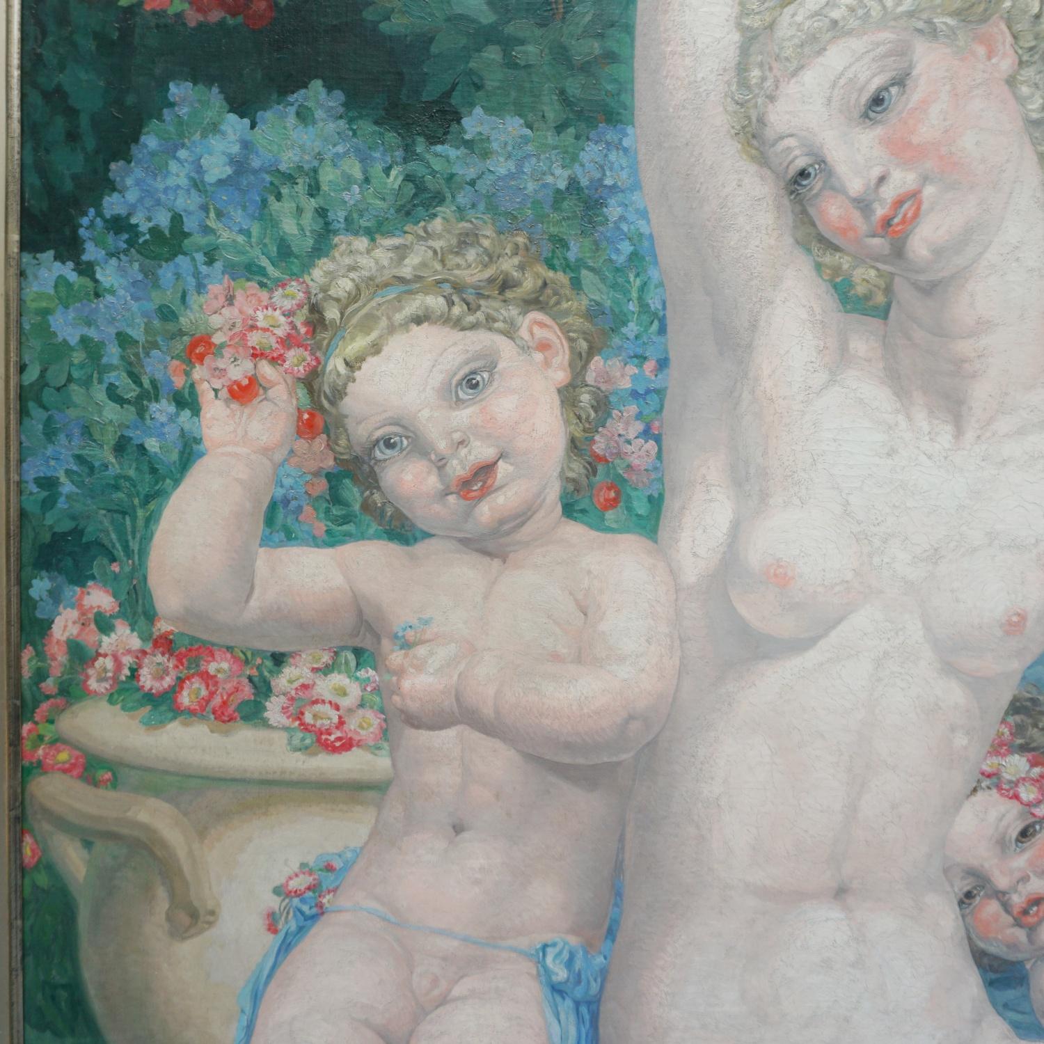 Mid-20th Century 'Symphonie d'Azur' A large Art Deco Painting by Valentine Lecomte For Sale
