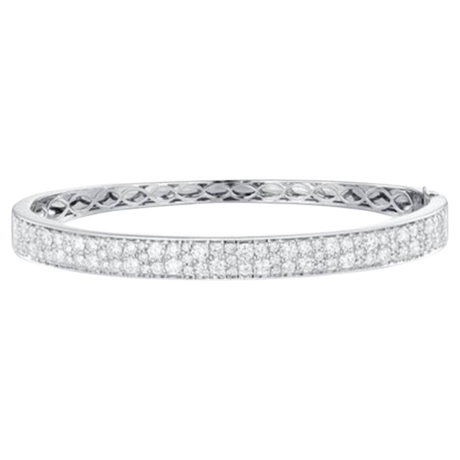 Symphony Diamond 14K (or 18k upon request) Yellow Gold Bangle Bracelet