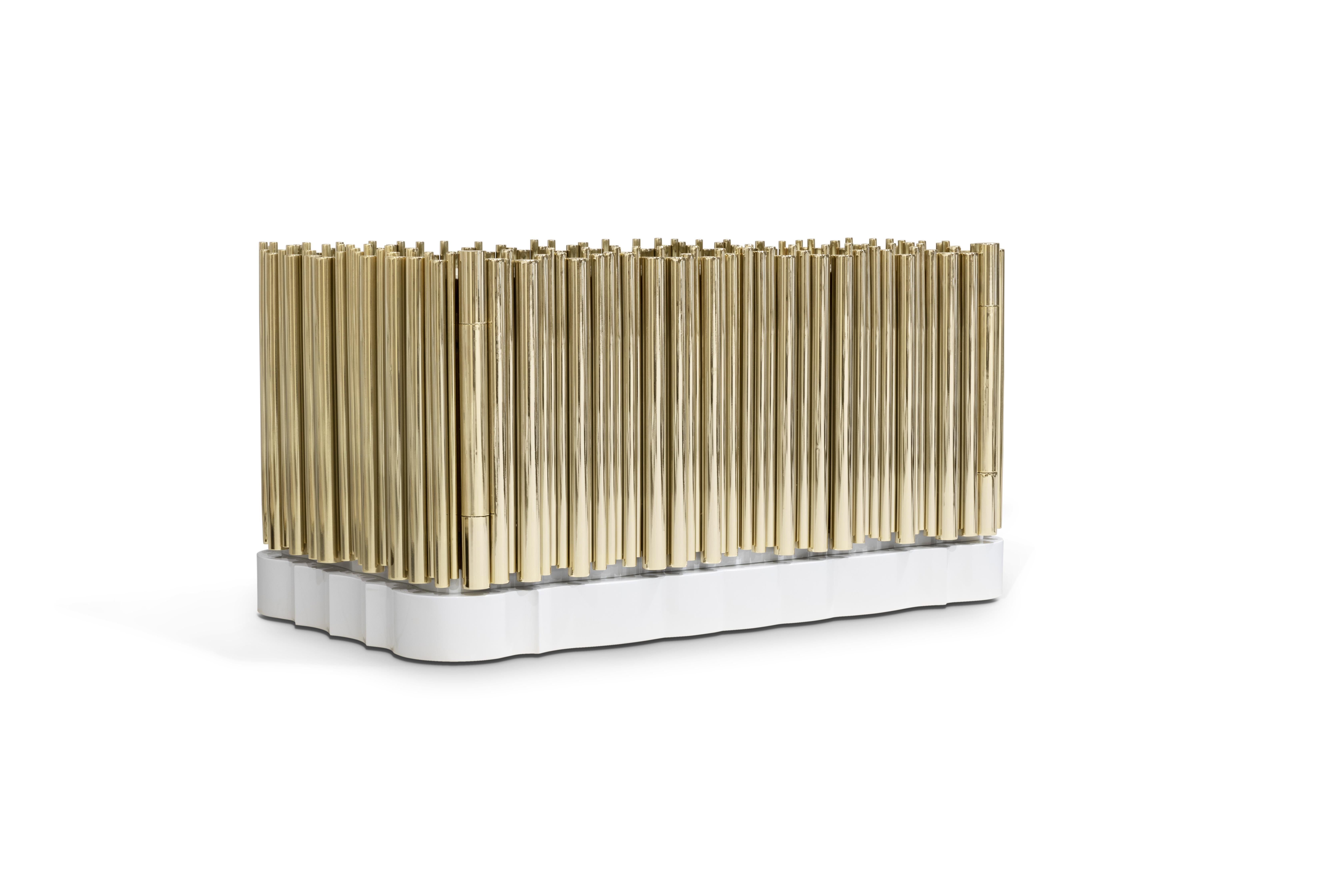 Symphony Nightstand - Hand-Crafted Gold Plated Brass - Boca do Lobo For Sale 5