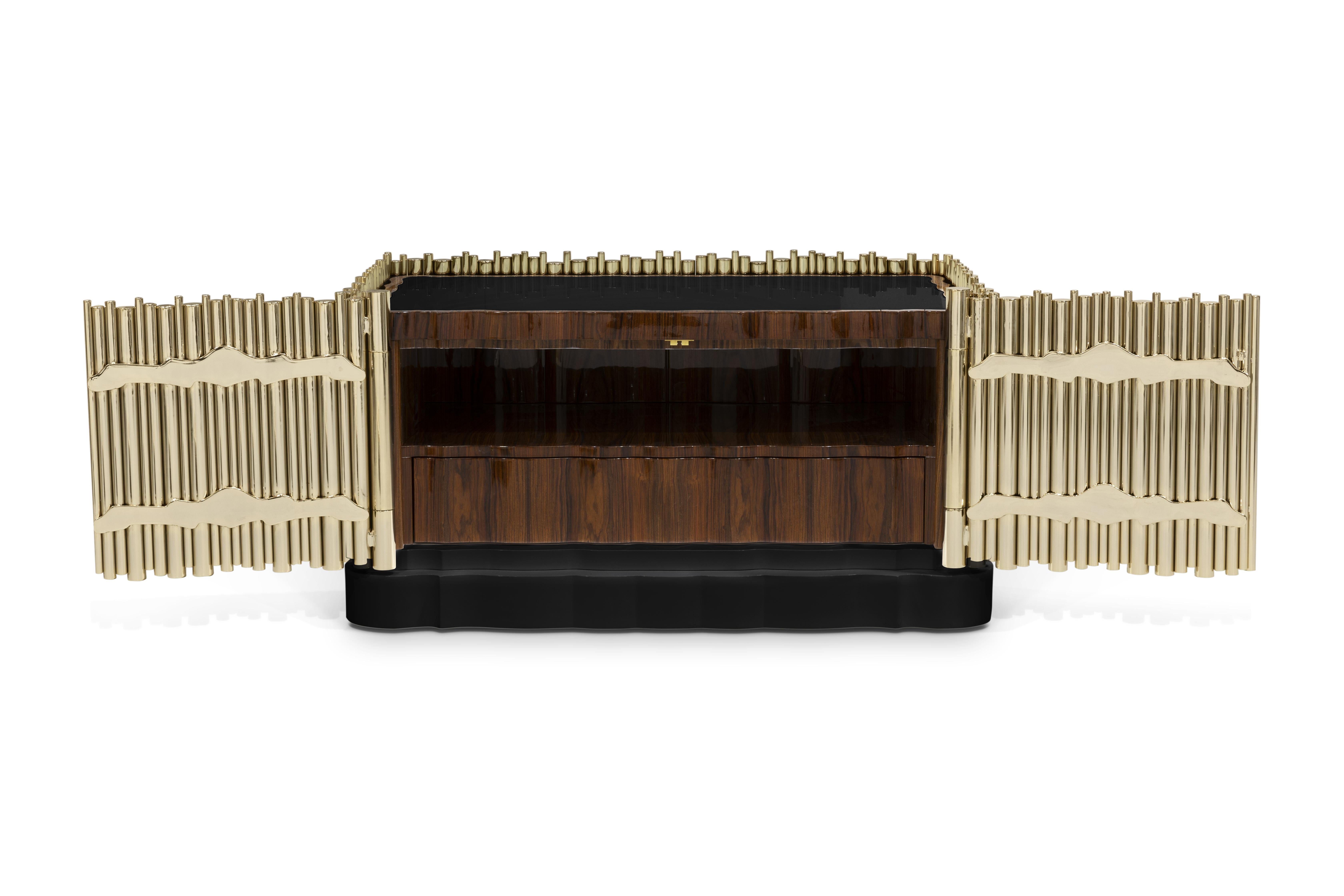 Symphony Nightstand - Hand-Crafted Gold Plated Brass - Boca do Lobo In New Condition For Sale In Rio Tinto, PT