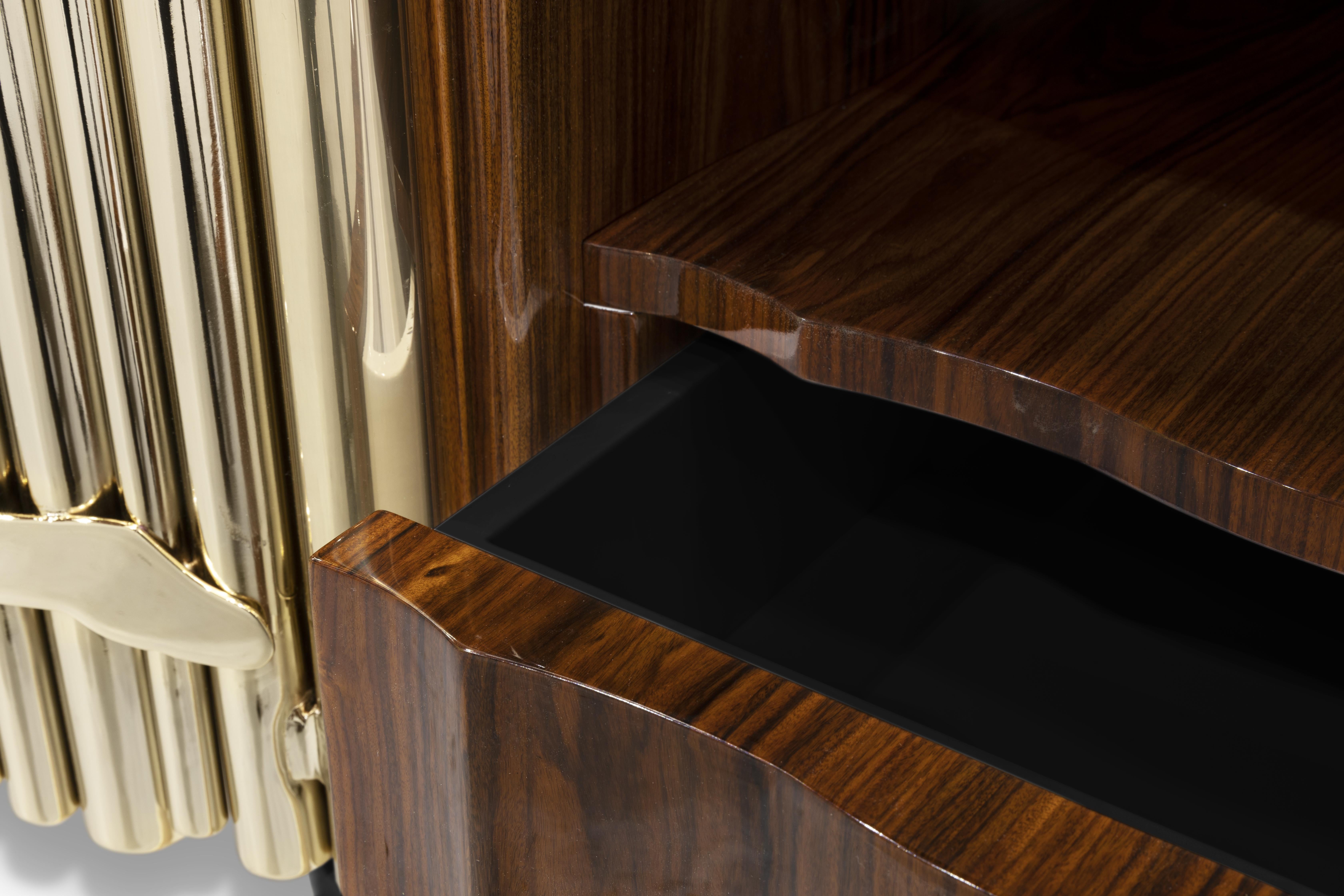 Symphony Nightstand - Hand-Crafted Gold Plated Brass - Boca do Lobo For Sale 3