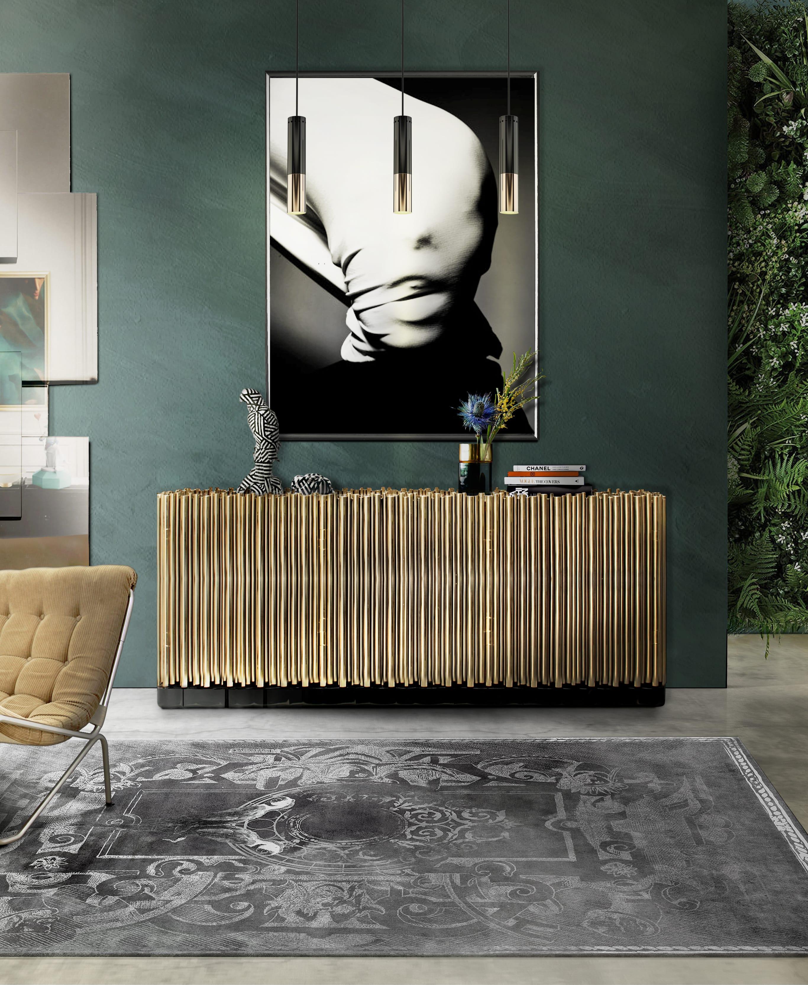 Modern Symphony Sideboard 4-Door in Gold Plated Brass Tubes by Boca do Lobo In New Condition For Sale In New York, NY