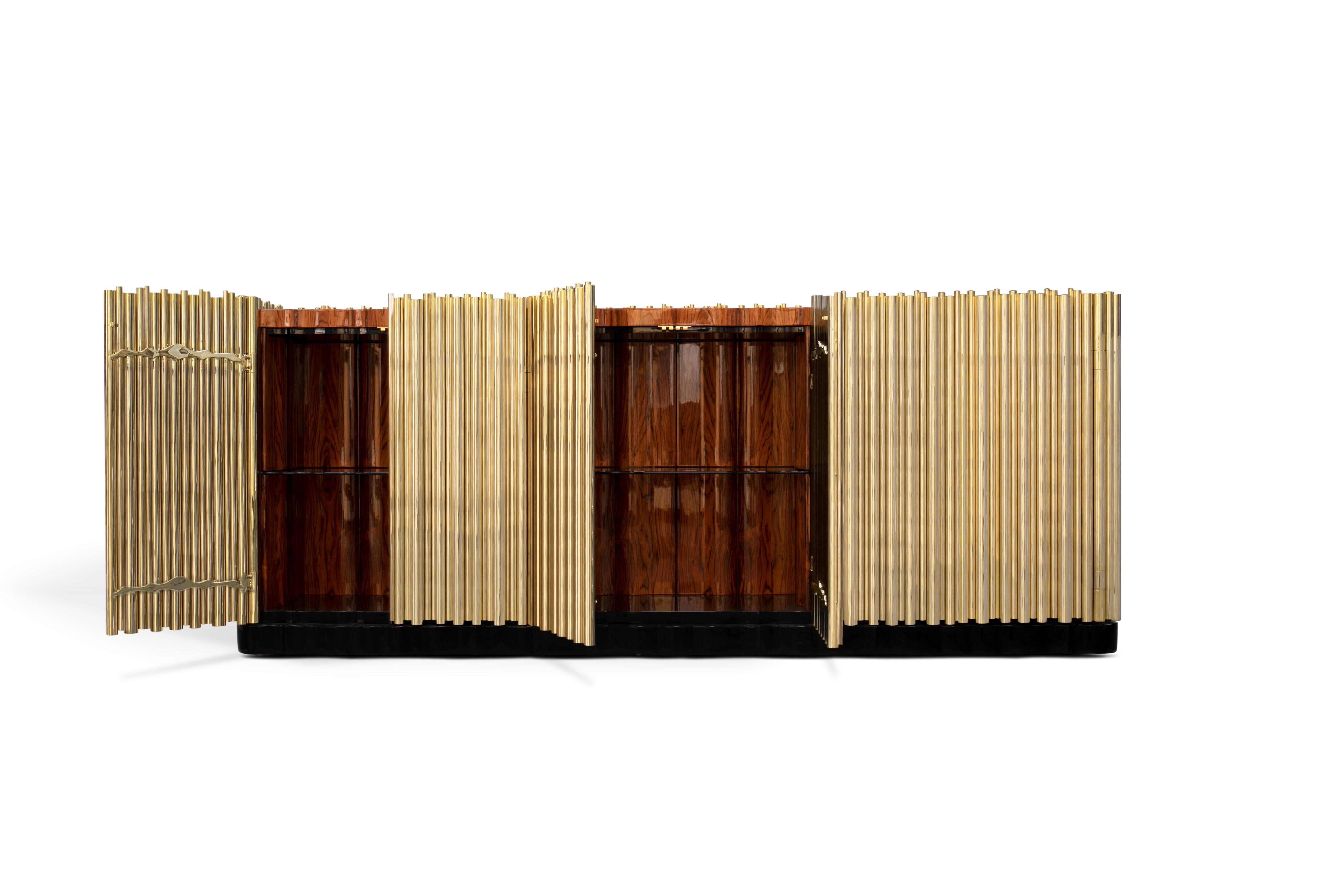 Symphony Sideboard – handgefertigtes, vergoldetes Messing – Boca do Lobo (Lackiert) im Angebot