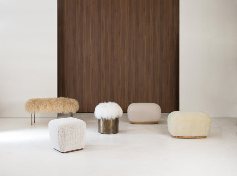 Symphony Stool, Fur and Rustic Brass, InsidherLand by Joana Santos Barbosa In New Condition For Sale In Maia, Porto