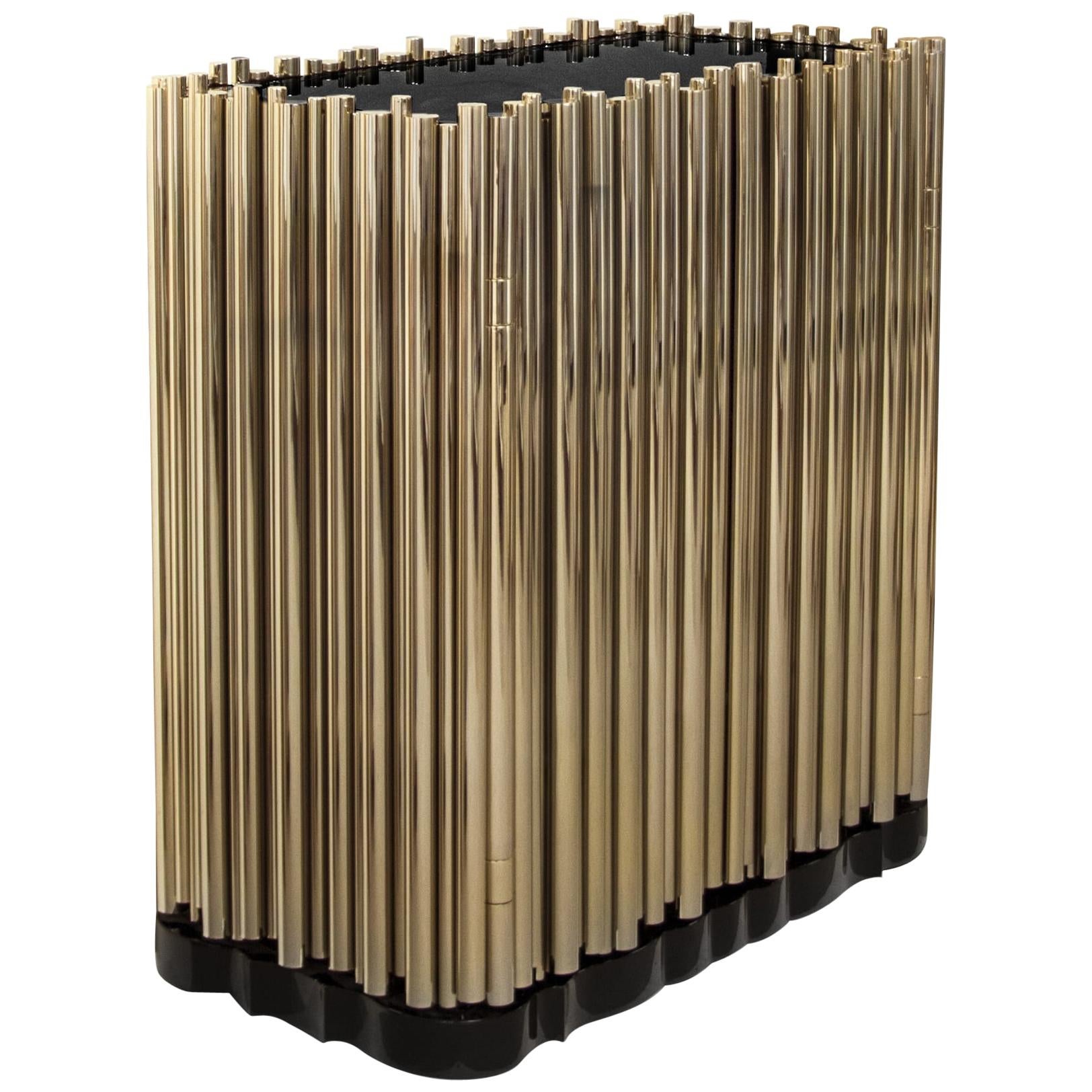Modern Symphony Sideboard 2-Door in Gold Plated Brass Tubes by Boca do Lobo For Sale