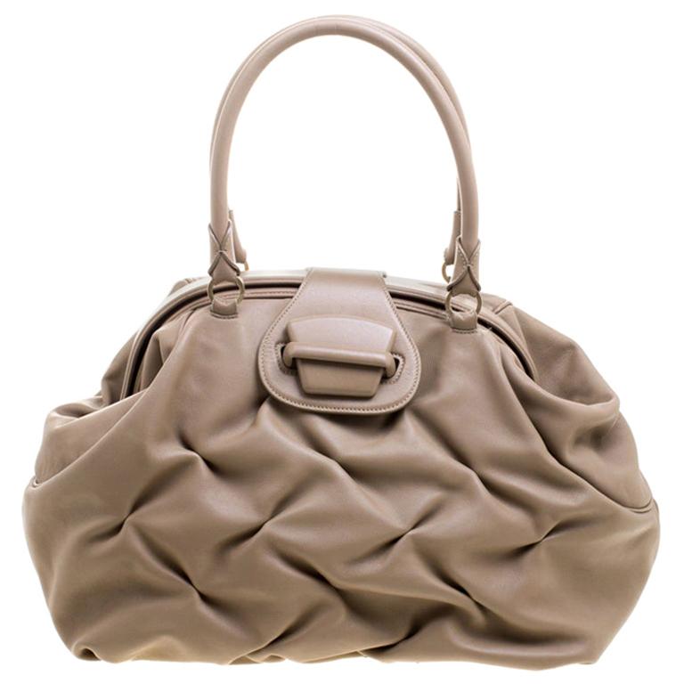 Symthson Beige Leather Nancy Top Handle Bag For Sale