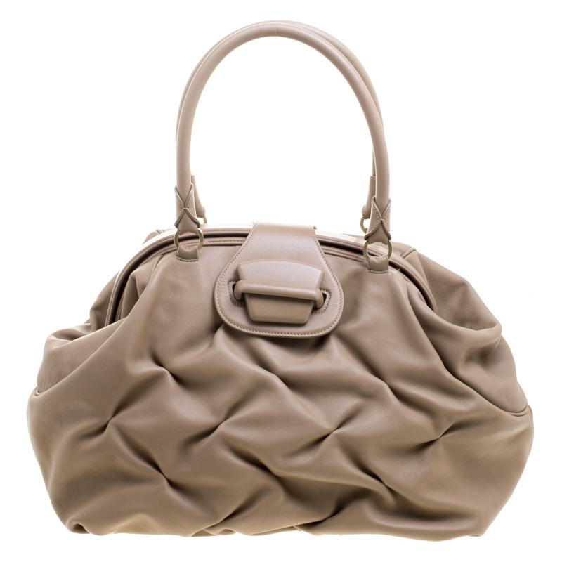 Symthson Beige Leather Nancy Top Handle Bag