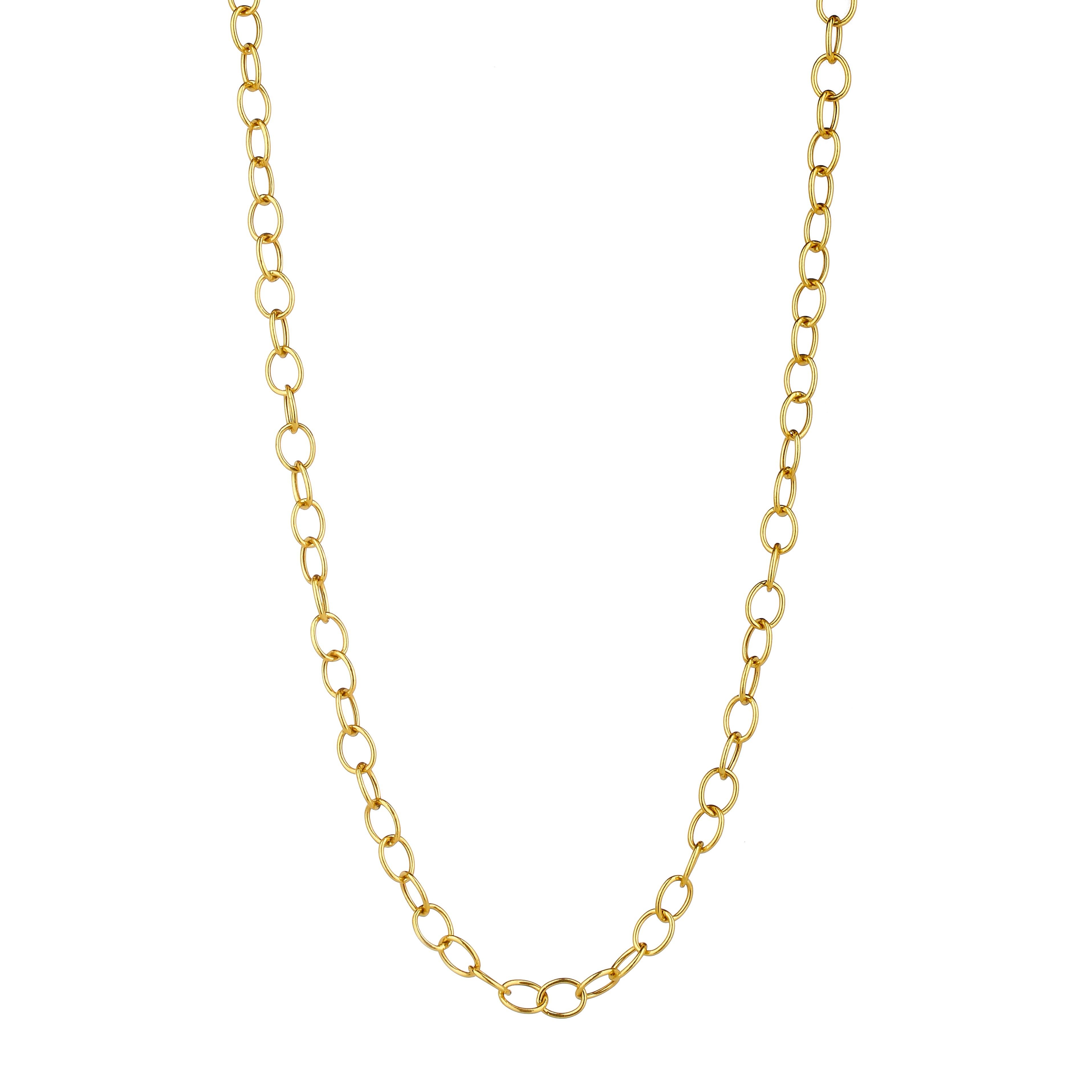 Created in 18 karat yellow gold
30 inch length
Weight 12 grams approx.
18 karat yellow gold lobster clasp
Chain can be clasped at any length

Expertly crafted 18 karat yellow gold, the 30 inch length and 12 gram weight make this chain an ideal