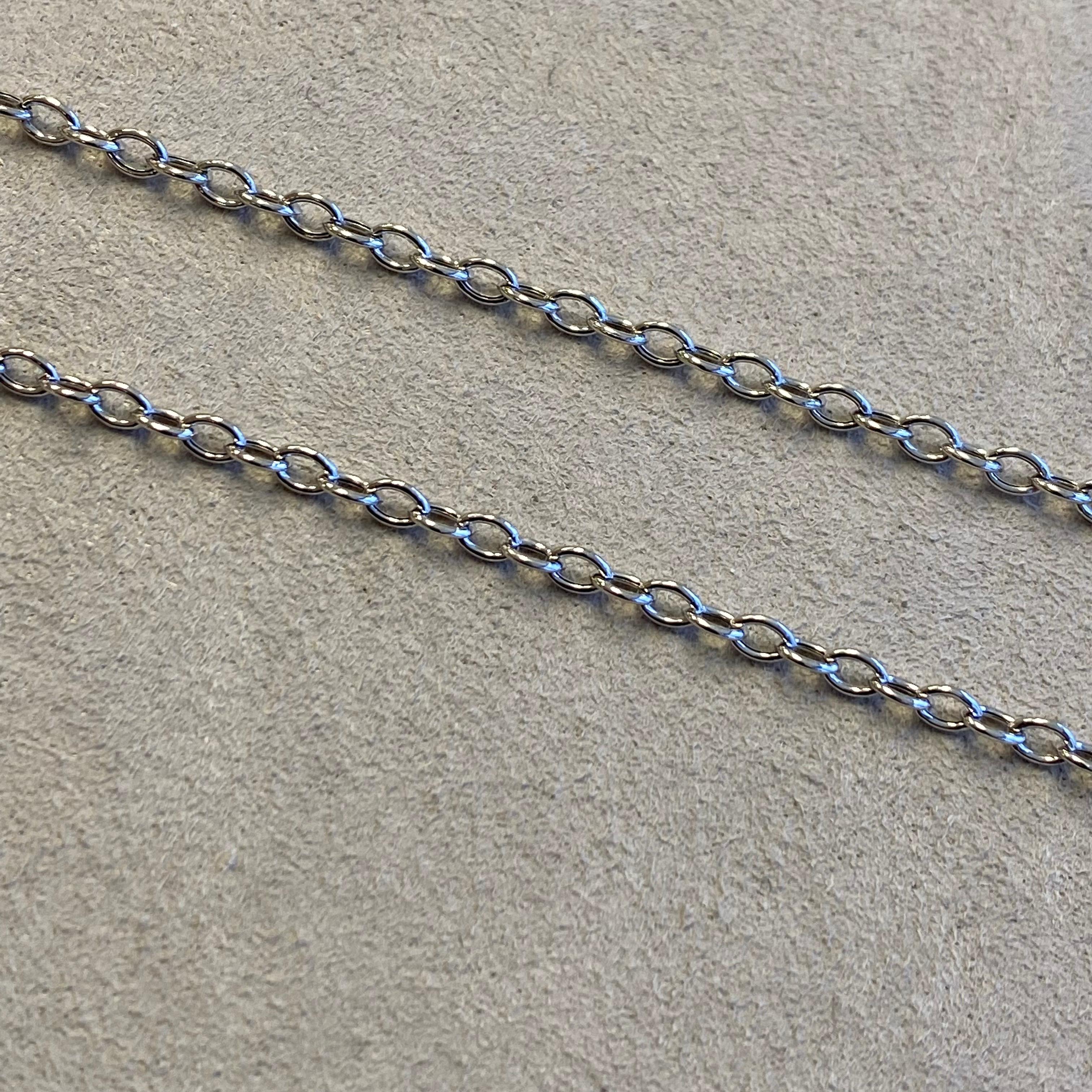 Contemporary Syna 18 Karat White Gold Thin Link Chain For Sale