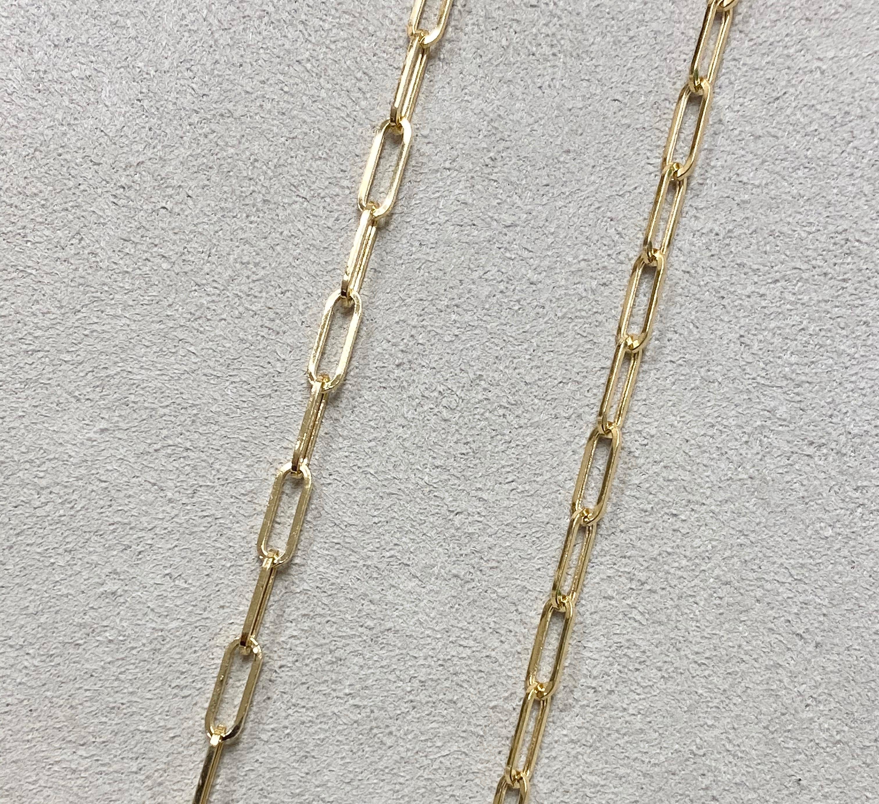 Syna 18 Karat Yellow Gold Paper Clip Link Chain In New Condition For Sale In Fort Lee, NJ