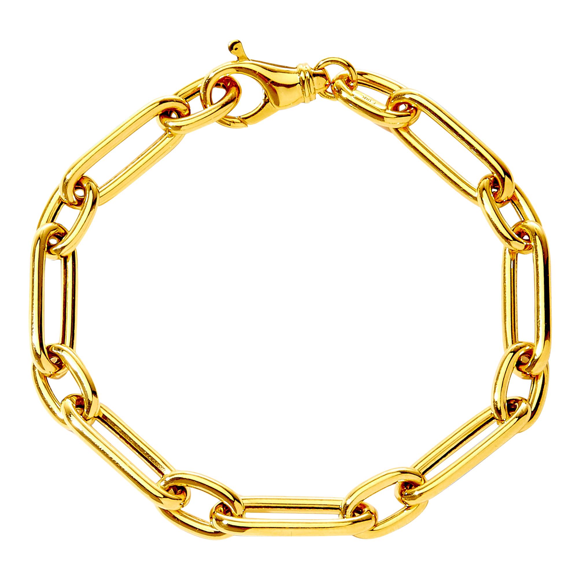 Syna 18 Karat Yellow Gold Rounded Paper Clip Link Bracelet For Sale
