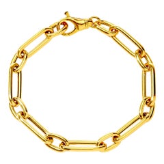 Syna 18 Karat Yellow Gold Rounded Paper Clip Link Bracelet