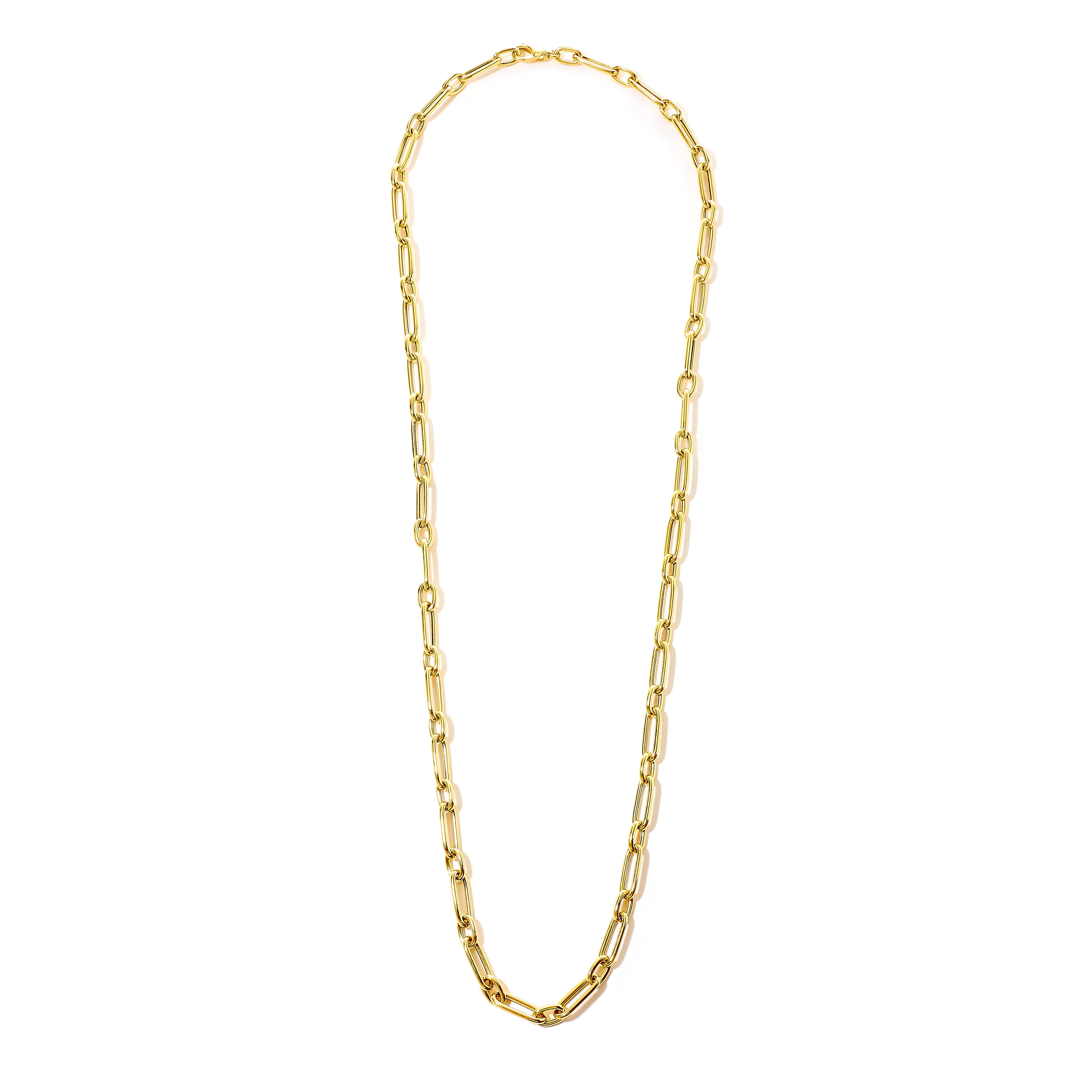 Contemporary Syna 18 Karat Yellow Gold Rounded Paper Clip Link Chain
