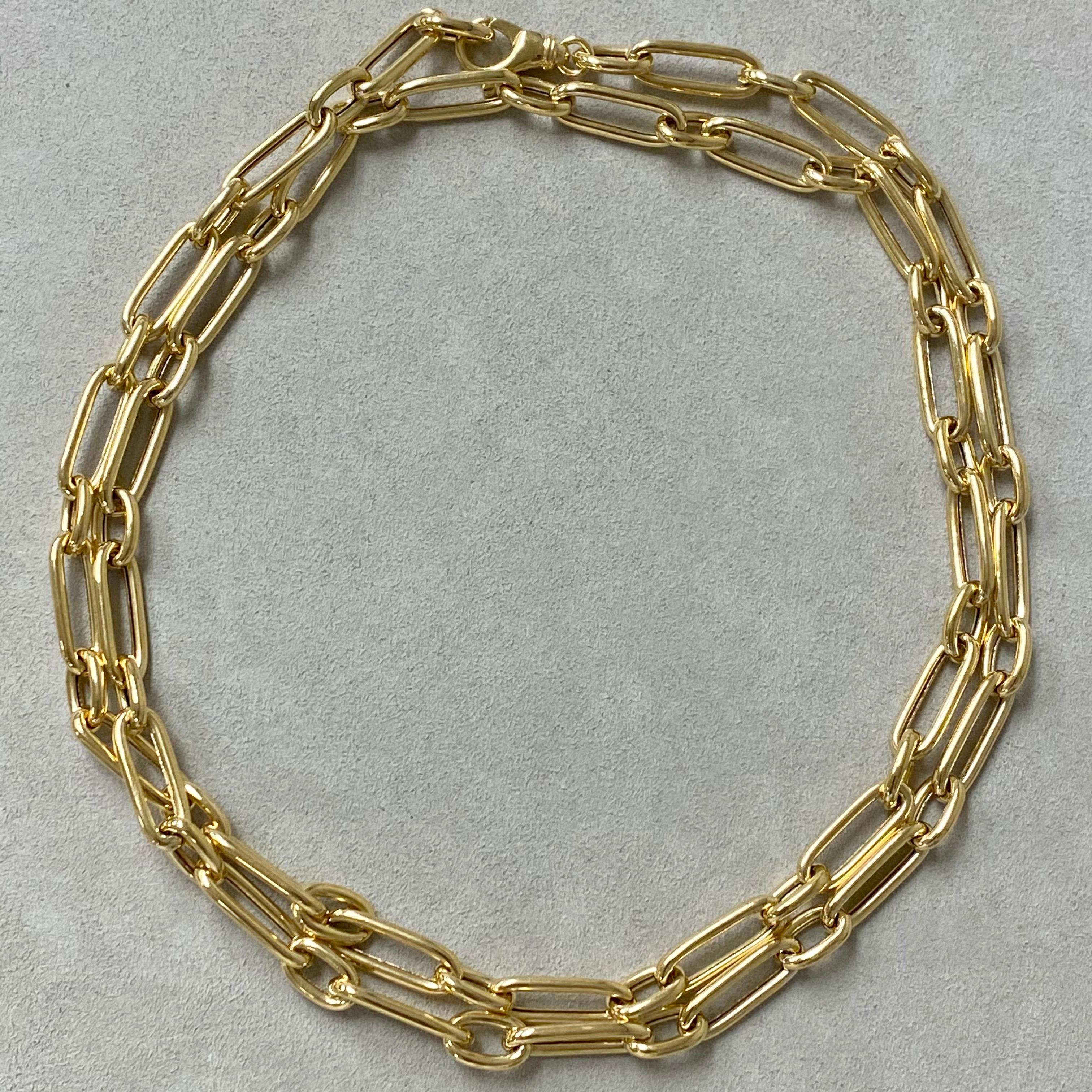Syna 18 Karat Yellow Gold Rounded Paper Clip Link Chain In New Condition In Fort Lee, NJ