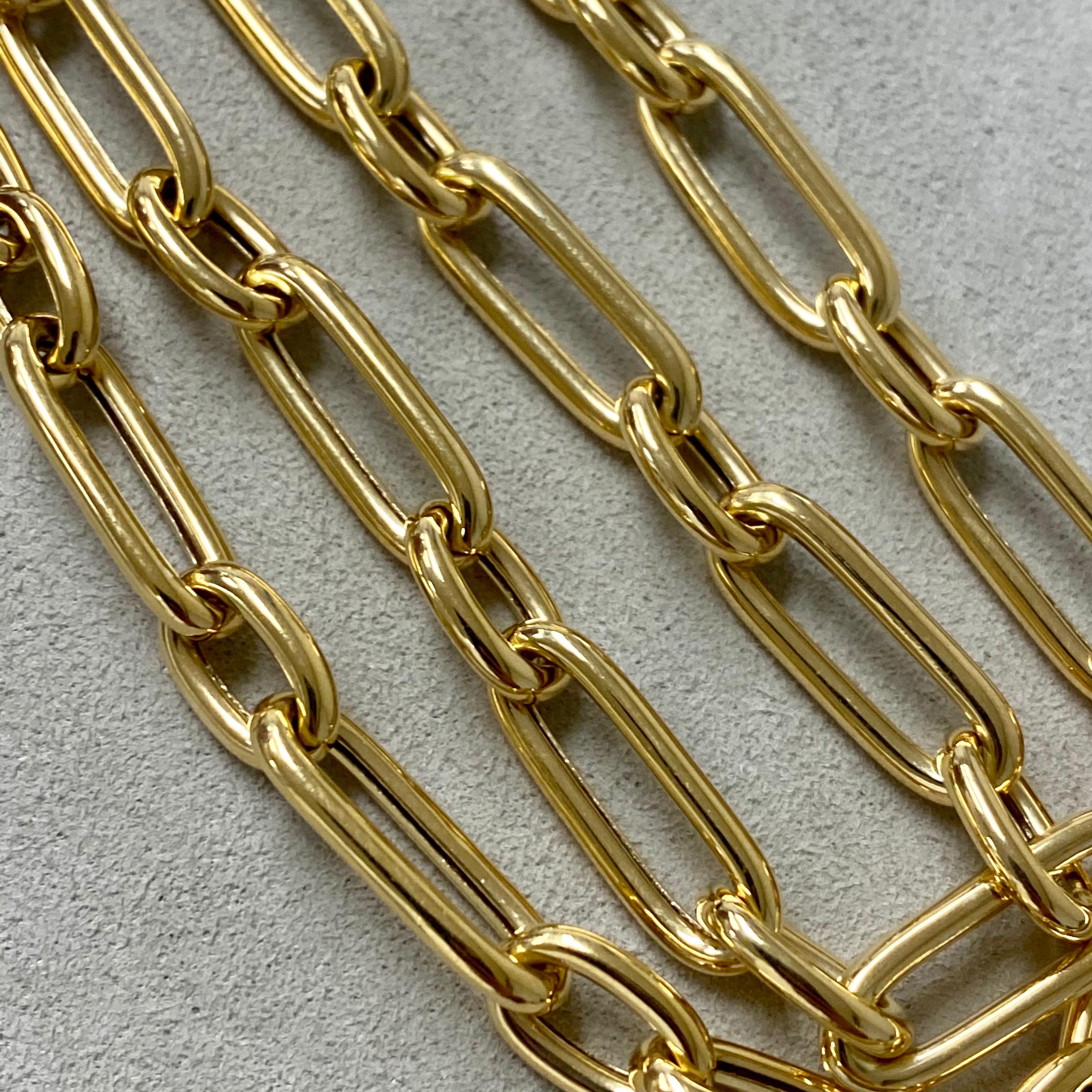 Contemporary Syna 18 Karat Yellow Gold Rounded Paper Clip Link Chain
