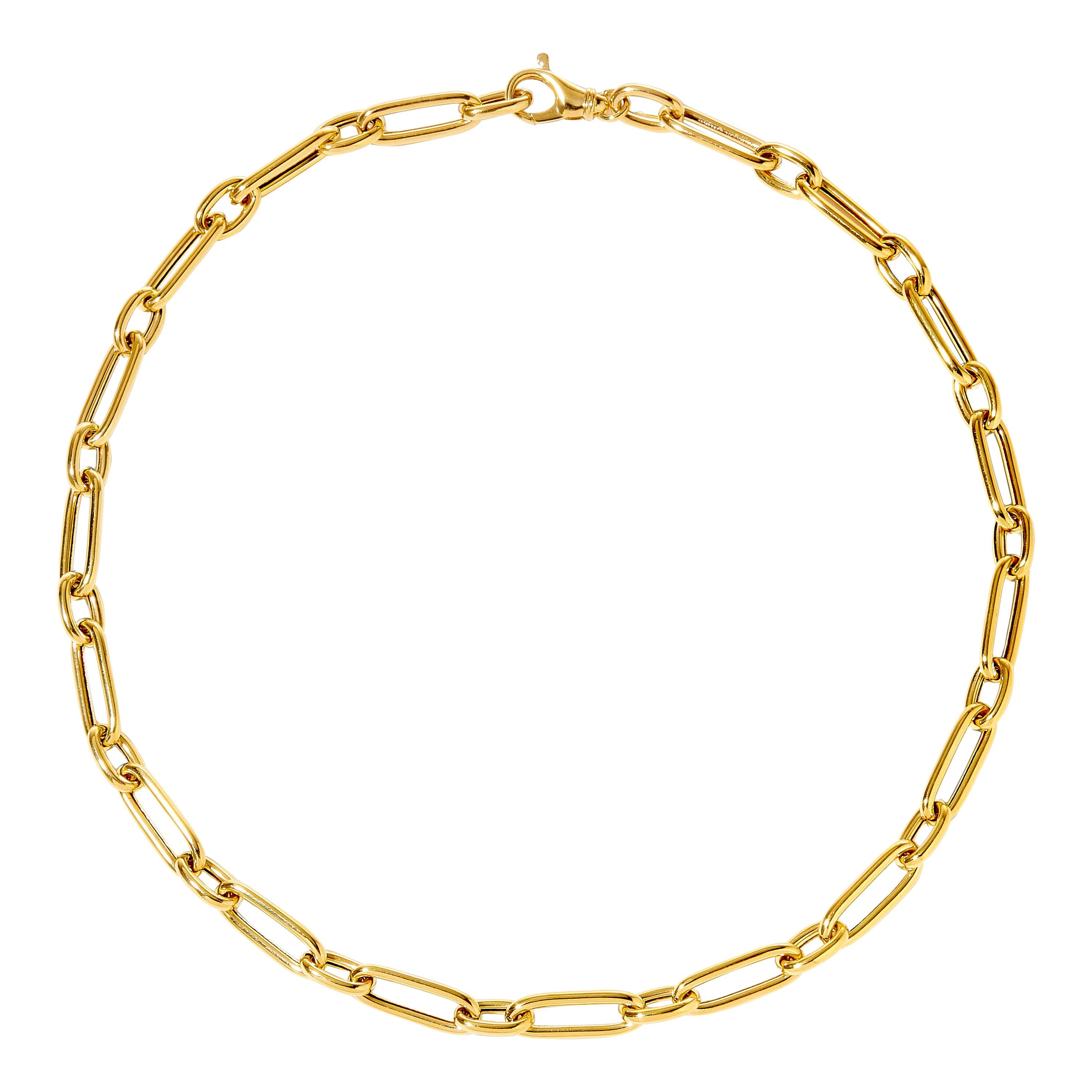 Syna 18 Karat Yellow Gold Rounded Paper Clip Link Chain