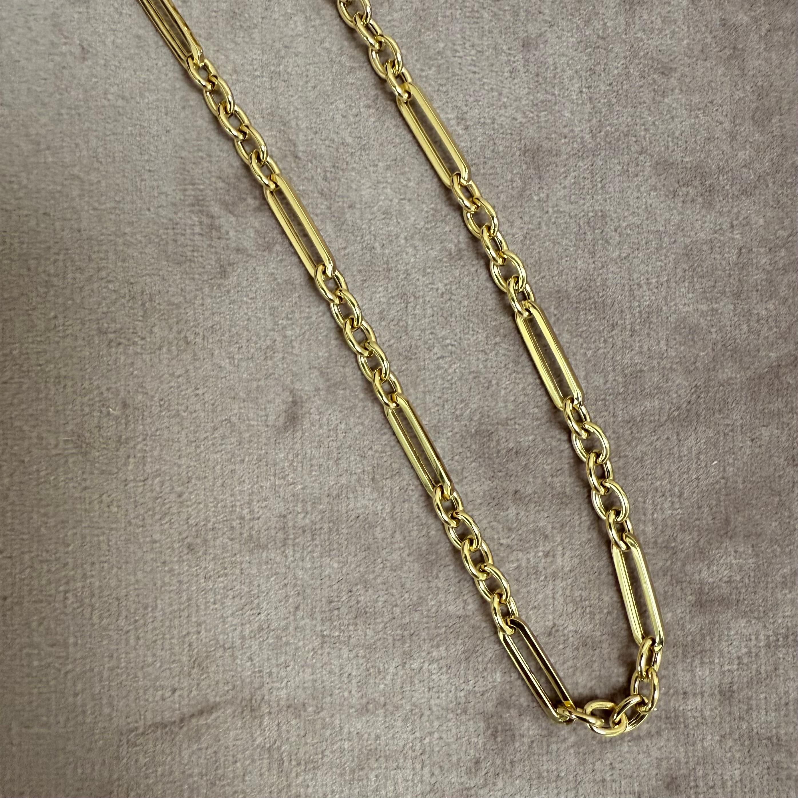 Contemporain Syna, chaîne Rolo en or jaune 18 carats avec clip en papier massif en vente