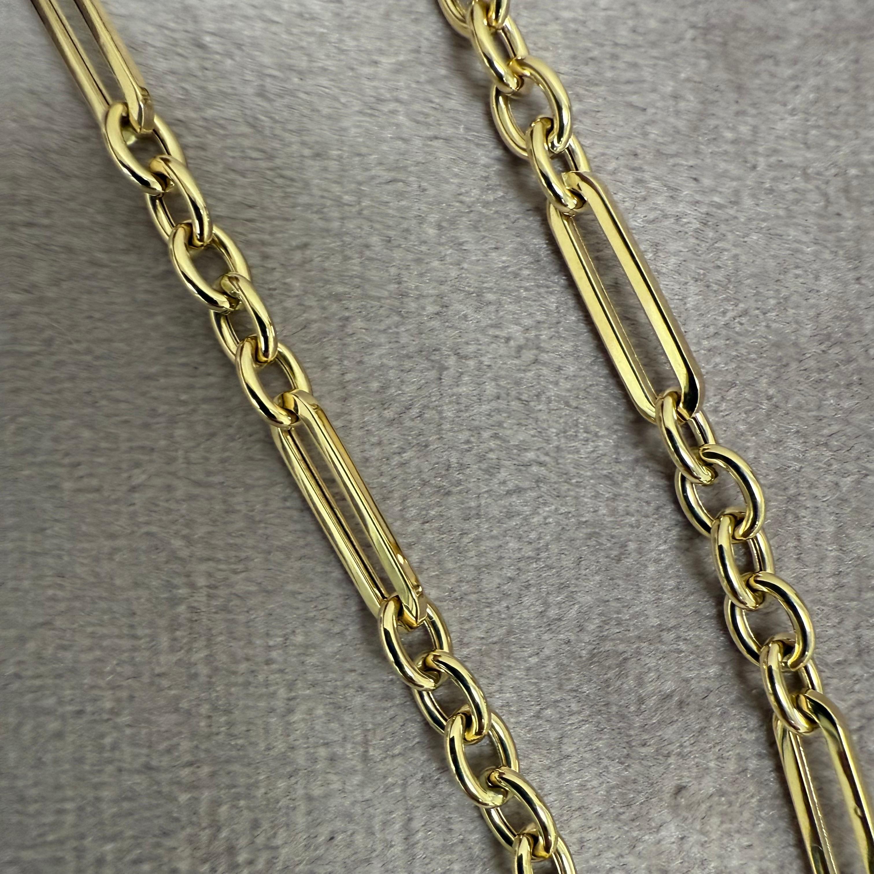 Syna, chaîne Rolo en or jaune 18 carats avec clip en papier massif Neuf - En vente à Fort Lee, NJ