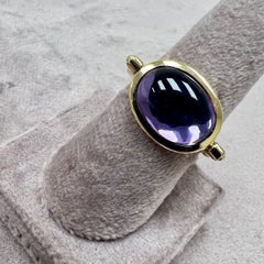 Syna Amethyst Yellow Gold Swivel Ring with Diamonds