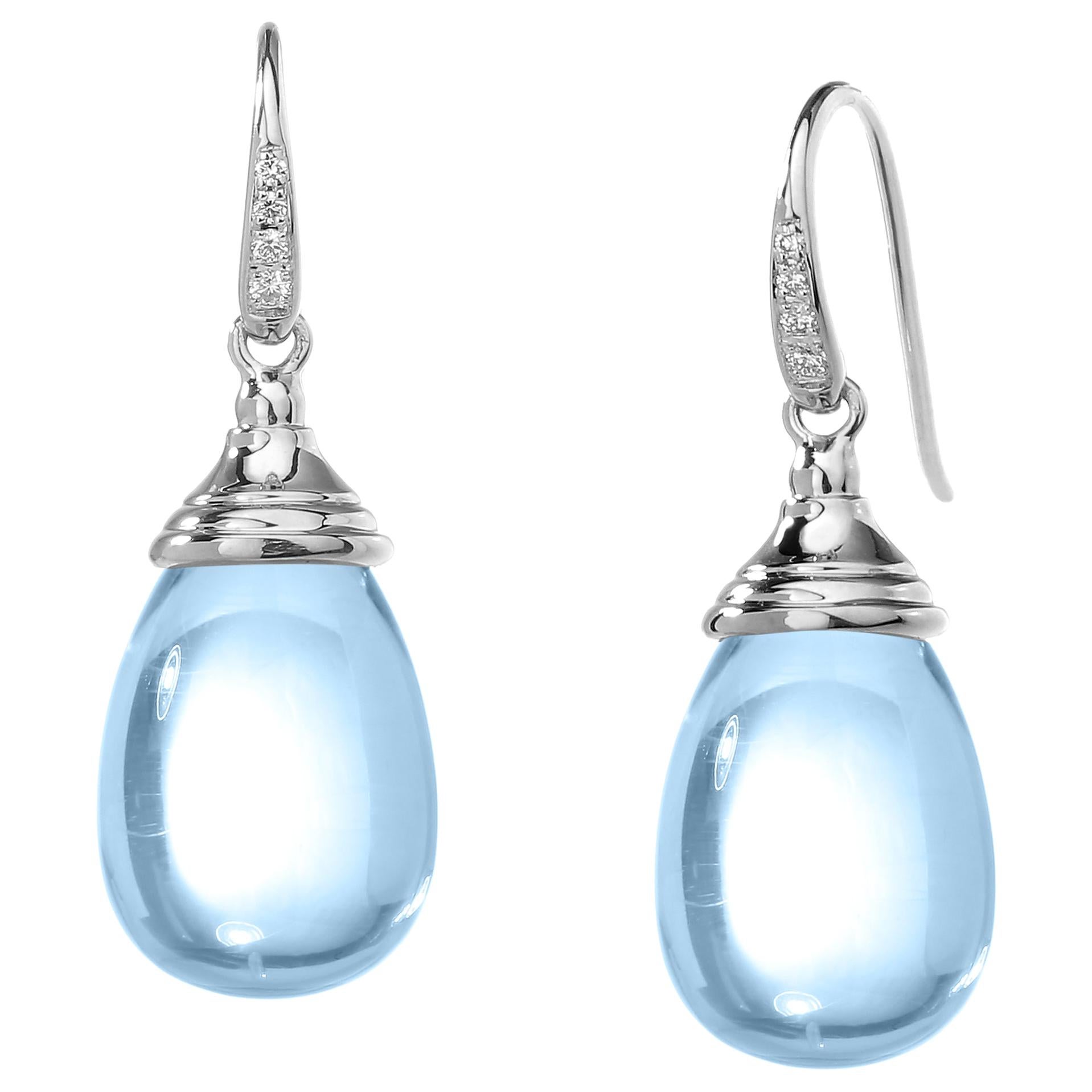 Syna Blue Topaz White Gold Mogul Drop Earrings For Sale