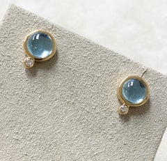 Syna Blue Topaz Yellow Gold Baubles Earrings with Diamonds