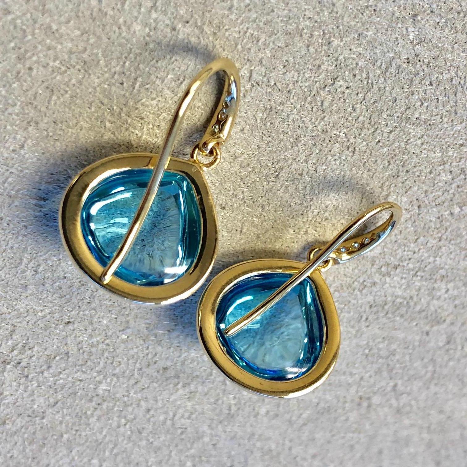 Women's Syna Blue Topaz Yellow Gold Earrings with Diamonds