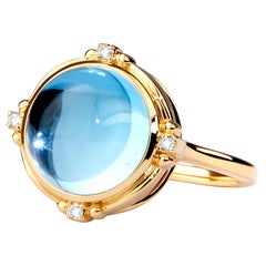 Syna Gelbgoldring mit blauem Topas und Diamanten