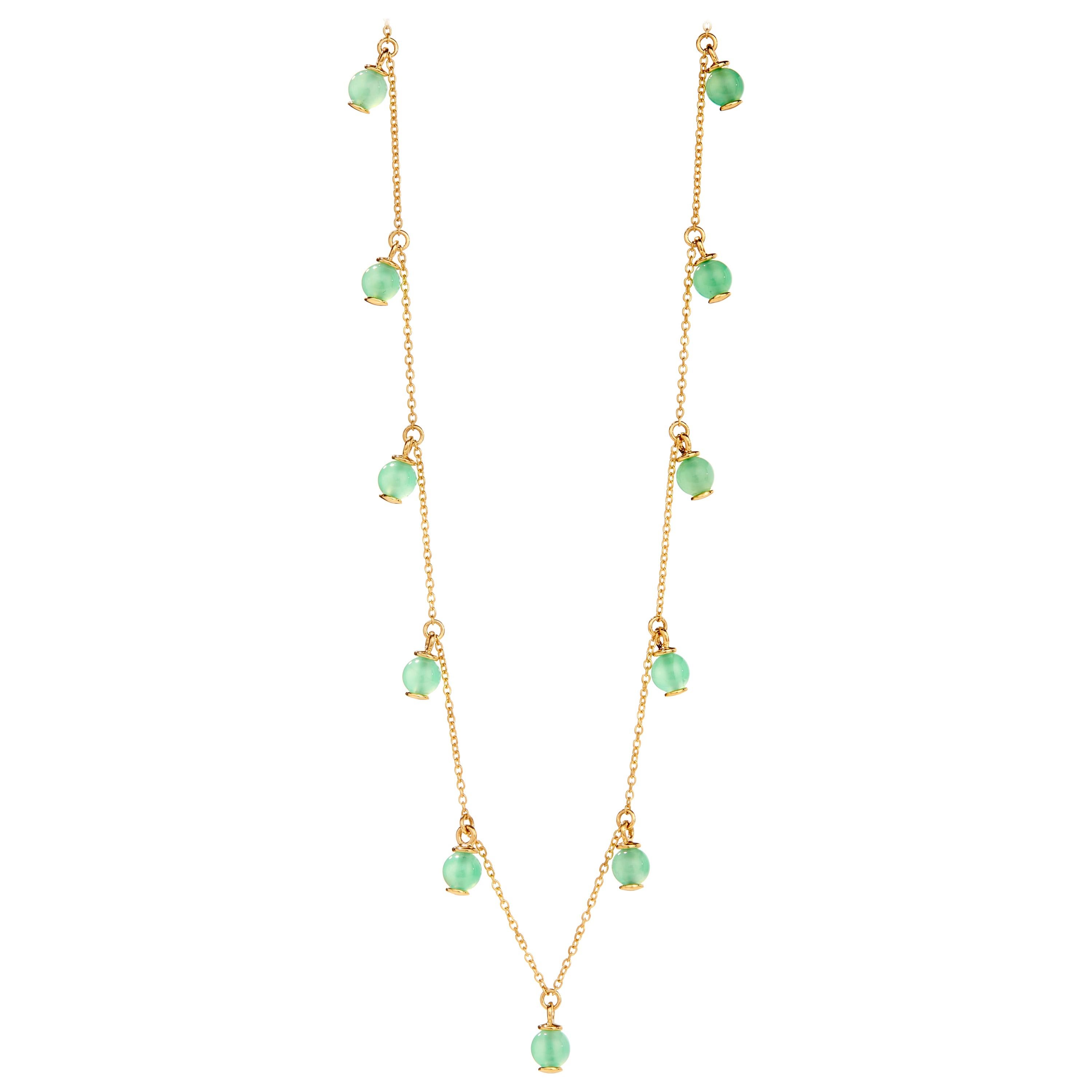 Syna Chrysoprase Yellow Gold Bead Necklace