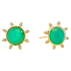 Syna Chrysoprase Yellow Gold Earrings with Diamonds