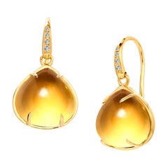 Syna Citrine Yellow Gold Earrings with Champagne Diamonds