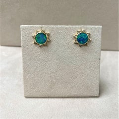 Syna Cosmic Star Studs with Boulder Opal and Diamonds