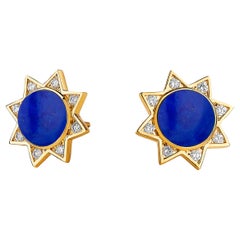 Syna Clous d'oreilles étoile cosmique avec lapis-lazuli et diamants