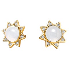 Syna Cosmic Star Studs with Moon Quartz and Diamonds