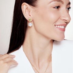 Syna Earrings with Peridot, Moon Quartz and Champagne Diamonds