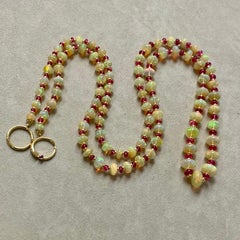 Syna Ethiopian Opal Pink Spinel Yellow Gold Bead Necklace